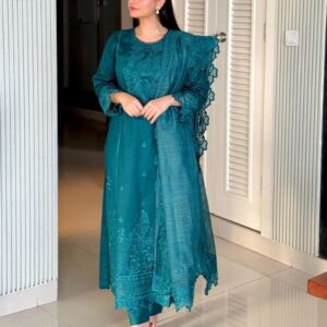 Teal Embroidered Pakistani Dress for Women